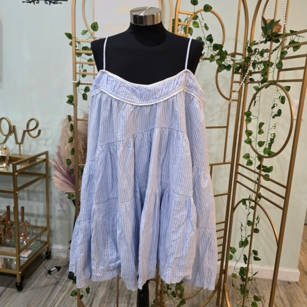 Free People Blue and White Striped Mini Dress/oversized look
